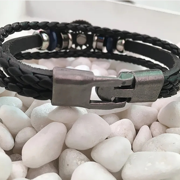 Fashion PU Retro Infinity Charm Wrap Men Bracelet - Picture 5 of 8